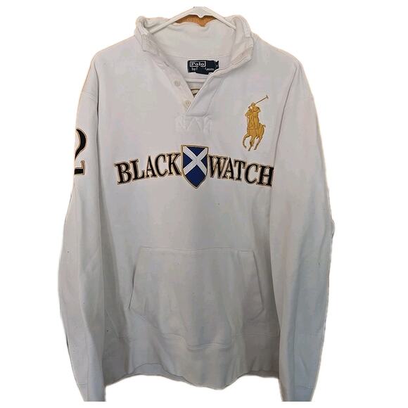 Polo Ralph Lauren Black Watch White Pullover Sweatshirt Size XL Authentic - Picture 1 of 7